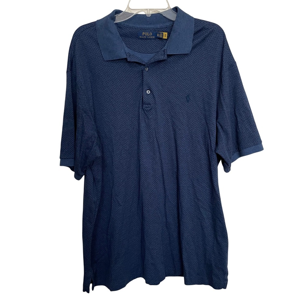 Polo Ralph Lauren Mens XLT Blue Geometric Print Short Sleeve Cotton Polo Shirt